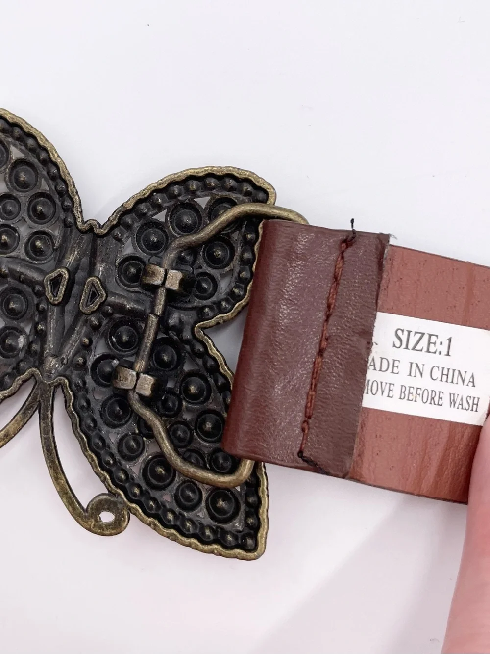 Vintage 90s Y2K Rhinestone Butterfly Buckle Belt Fairycore Boho Studded Jewels